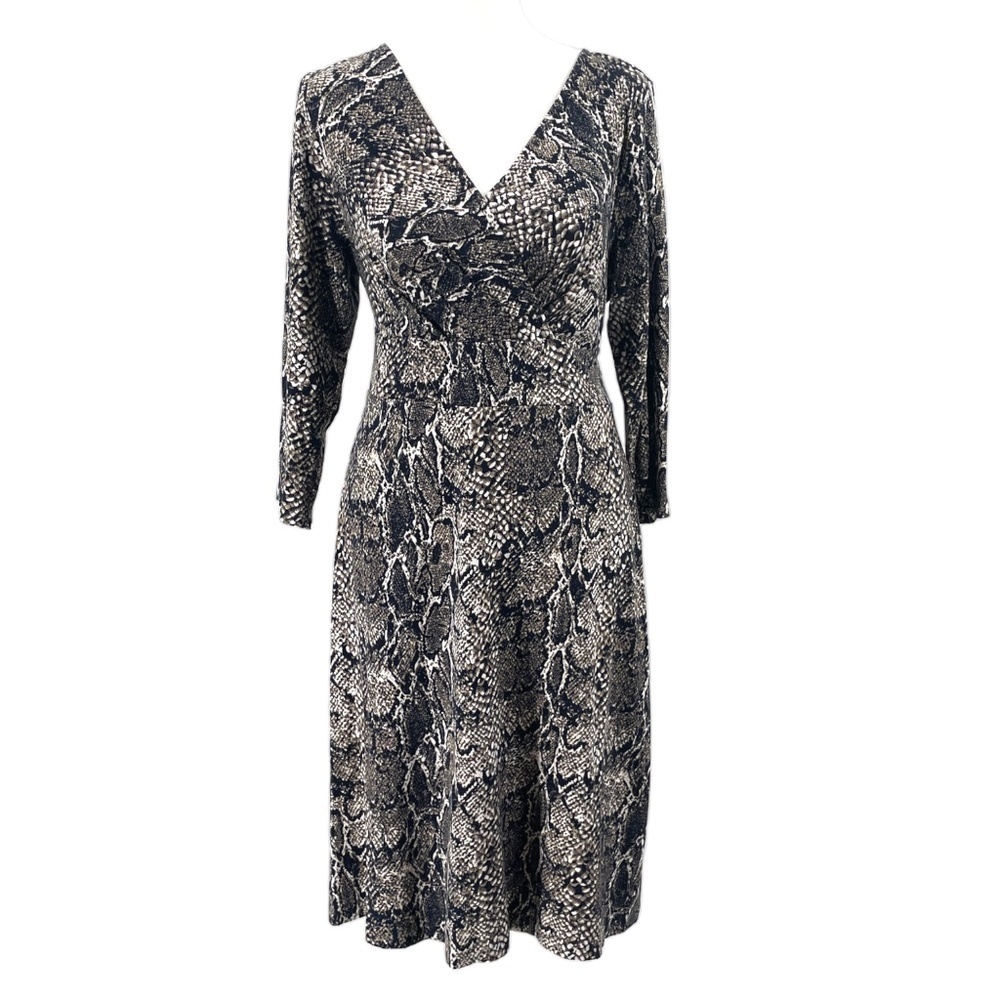 Talbots Jersey Fit and Flare Dress, Snakeskin Print, Size MP